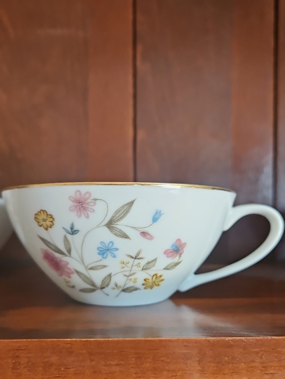 Blossom Time by Flair Fine China Of Japan - 5 Teacups with Gold Trim - White